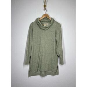 Anthropologie Maeve Brushed Fleece Cowl Neck Tunic Sweater XS Green